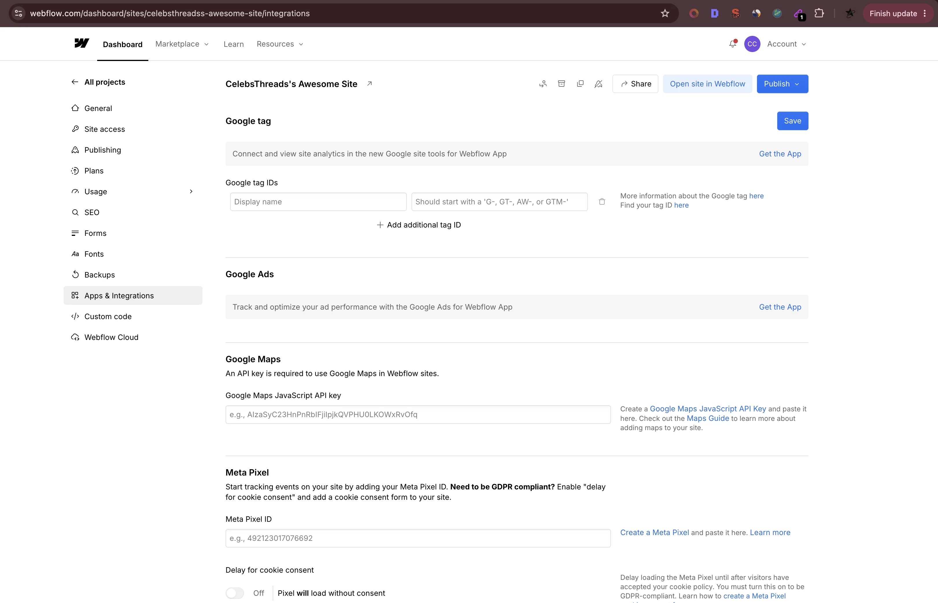 In the left sidebar, click Apps & Integrations